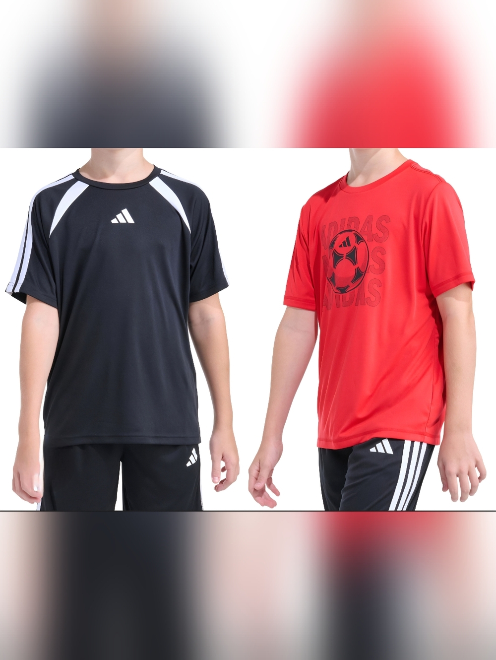 adidas Kids' Black & Red Sports T-Shirts - Breathable Active Top